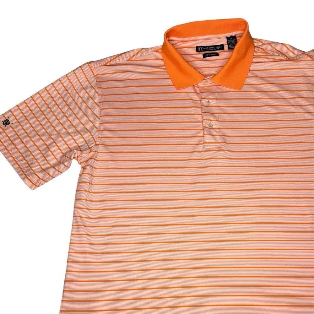 Oxford Golf Sz XL Super Dry COOLMAX Polo Men's Orange White Stripe  0199
